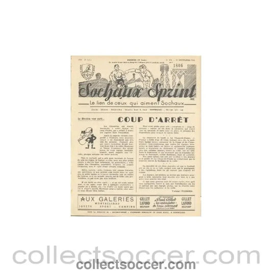 1955 Sochaux, France Official Programme Sochaux Sprint of 25/09/1955 - Collect Soccer