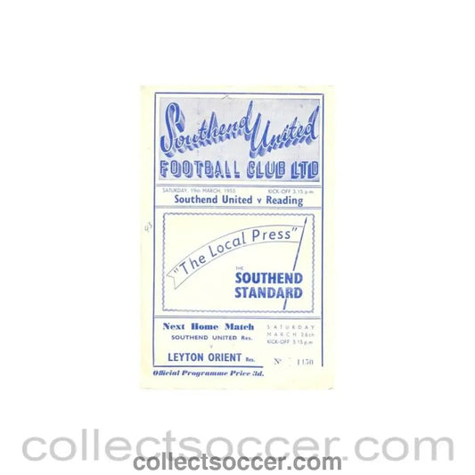 1955 - Southend United v Leyton Orient official programme 19/03/1955 - Collect Soccer