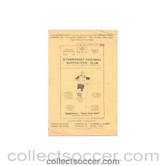 1955 - Stowmarket v Gorleston official programme 15/10/1955 - Collect Soccer