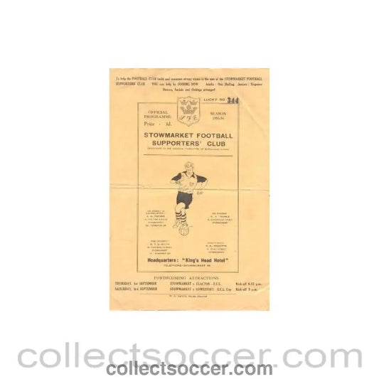 1955 - Stowmarket v Tottenham Hotspur official programme 27/08/1955 - Collect Soccer