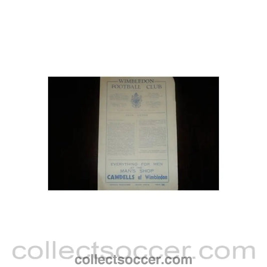 1955 - Wimbledon v Lengnau, Bern, Switzerland official programme of season 1955-1956, Semi-Professional International - Collect Soccer