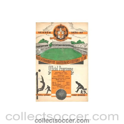 1955 - Wolverhampton Wanderers v Charlton Athletic official programme 22/01/1955 Football League - Collect Soccer