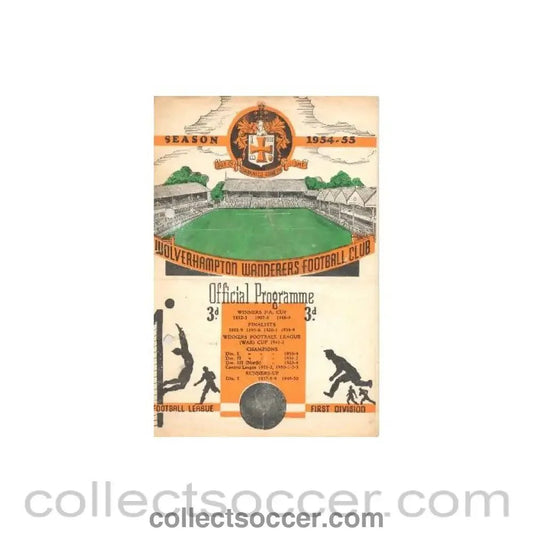 1955 - Wolverhampton Wanderers v Charlton Athletic official programme 22/01/1955 Football League - Collect Soccer