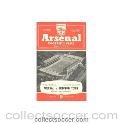 1956 - Arsenal v Bedford official programme 07/01/1956