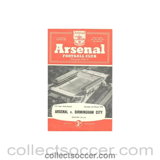 1956 - Arsenal v Birmingham official programme 03/03/1956 F.A. Cup