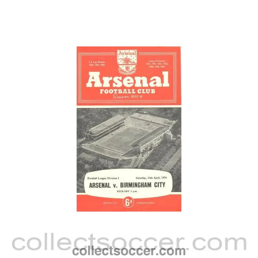 1956 - Arsenal v Birmingham official programme 14/04/1956 Football League