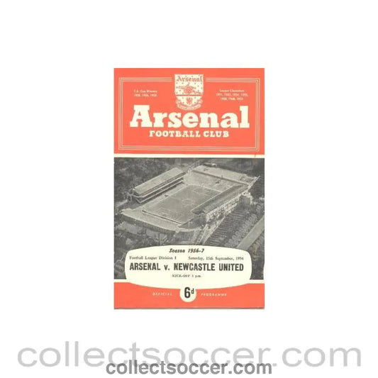 1956 - Arsenal v Newcastle United official programme 15/09/1956