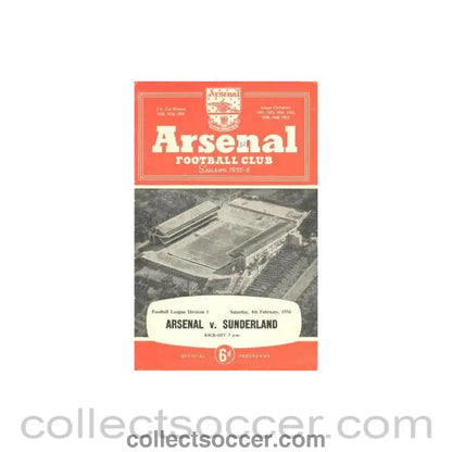 1956 - Arsenal v Sunderland official programme 04/02/1956