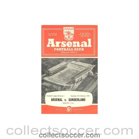 1956 - Arsenal v Sunderland official programme 04/02/1956