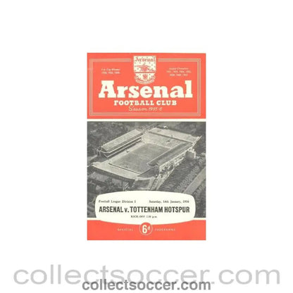 1956 - Arsenal v Tottenham Hotspur official programme 14/01/1956 League Cup - Collect Soccer