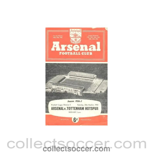 1956 - Arsenal v Tottenham Hotspur official programme 20/10/1956