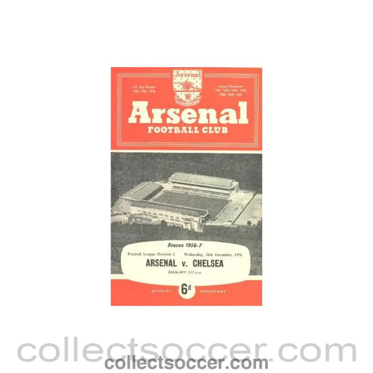 1956 - Arsenal vChelsea official programme 26/12/1956