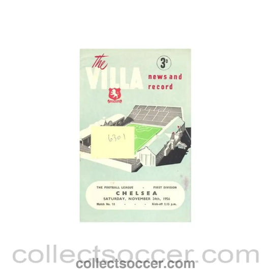 1956 - Aston Villa v Chelsea official programme 24/11/1956 Football League