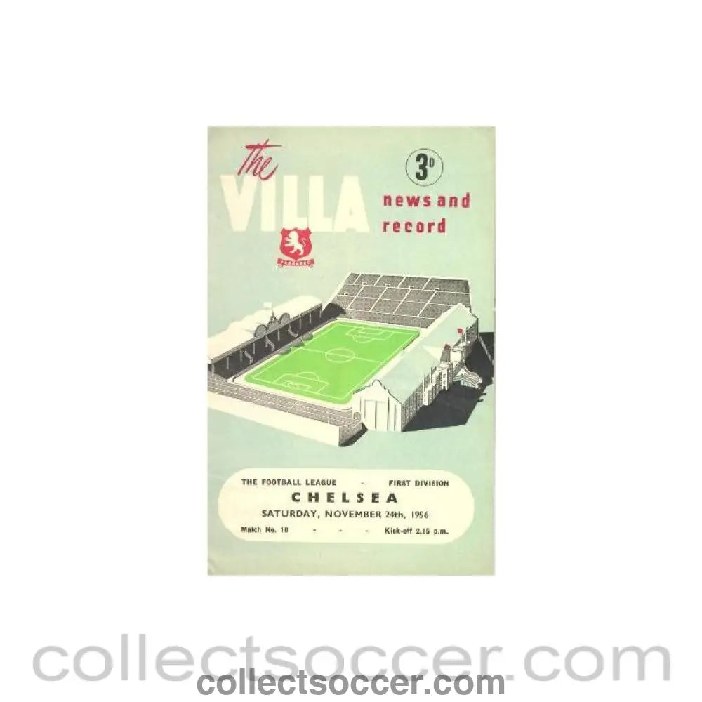 1956 - Aston Villa vChelsea official programme 24/11/1956 Football League