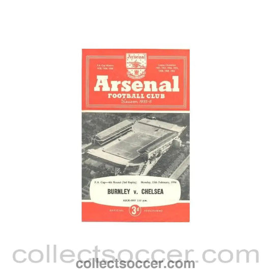 1956 - At Arsenal - Burnley vChelsea official programme 13/02/1956 - Collect Soccer