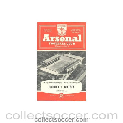 1956 - At Arsenal - Burnley vChelsea official programme 13/02/1956 - Collect Soccer