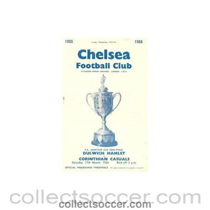 1956 - AtChelsea Dulwich Hamlet v Corinthian Casuals official programme 17/03/1956 - Collect Soccer