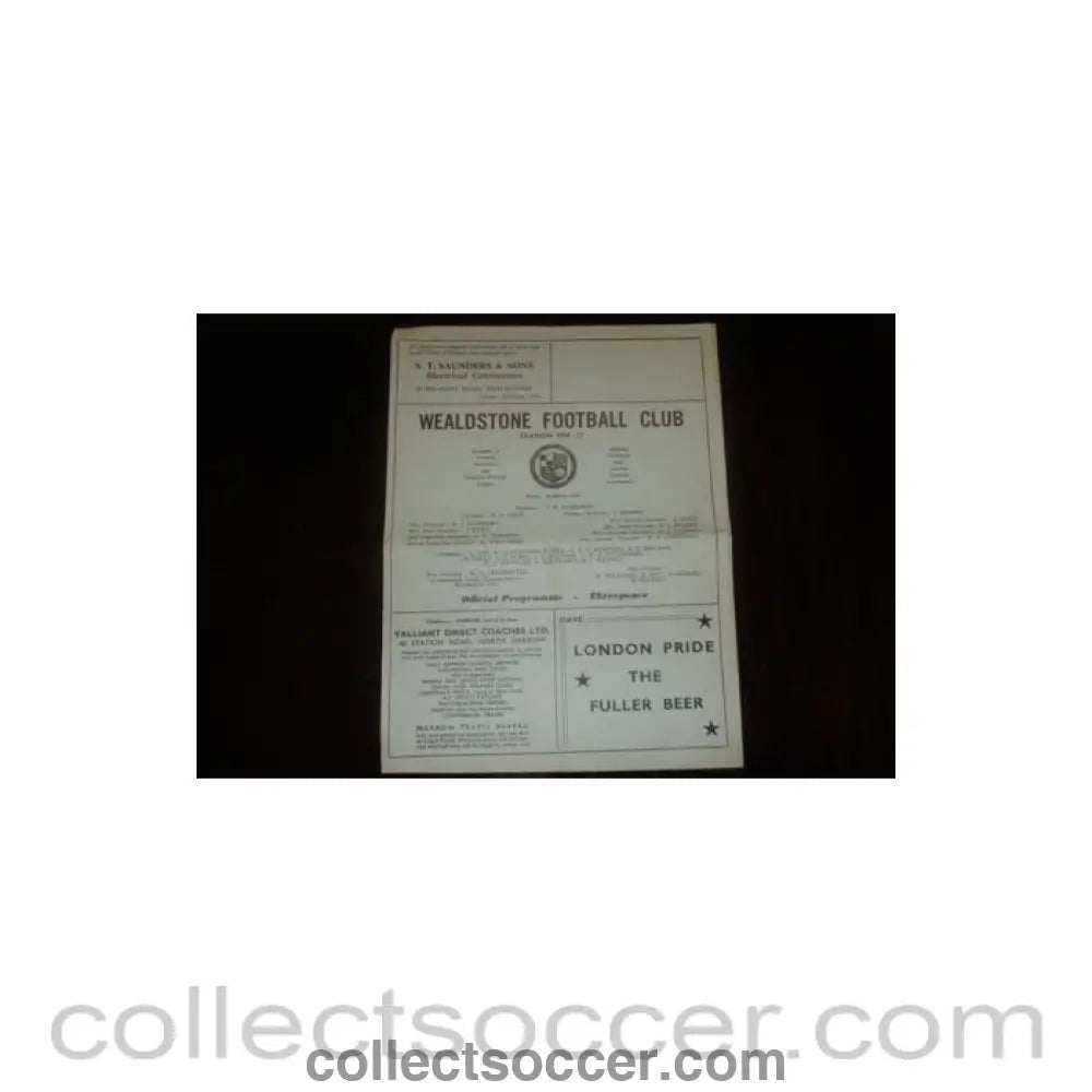 1956 - Athenian League v Uganda official programme of Season 1956-1957 Semi-Professional International, at Wealdstone F.C. - Collect Soccer