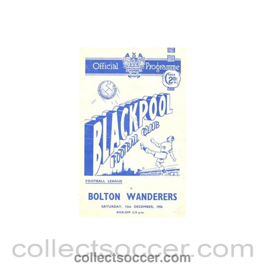 1956 - Blackpool v Bolton Wanderers official programme 15/12/1956