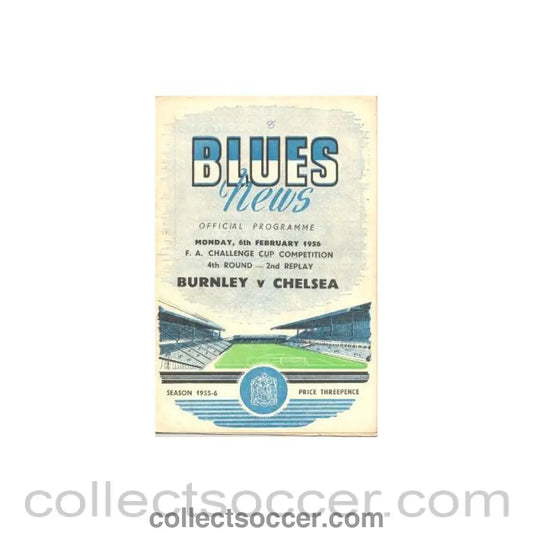 1956 - Burnley vChelsea official programme 06/02/1956 second replay