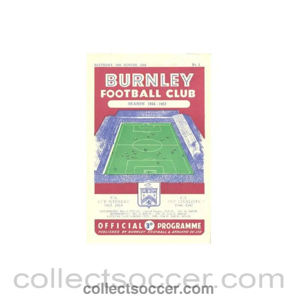 1956 - Burnley vChelsea official programme 18/08/1956