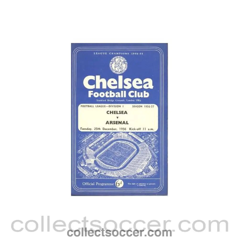 1956 - Chelsea v Arsenal official programme 25/12/1956 - Collect Soccer