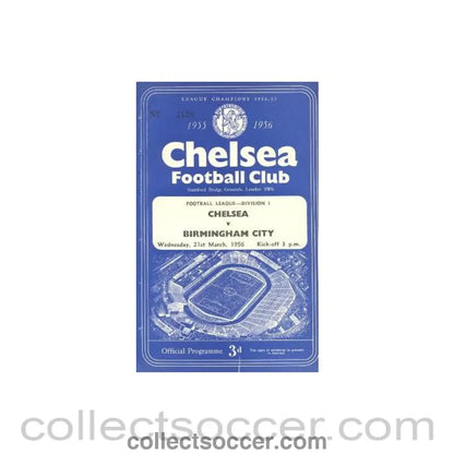 1956 - Chelsea v Birmingham City official programme 21/03/1956