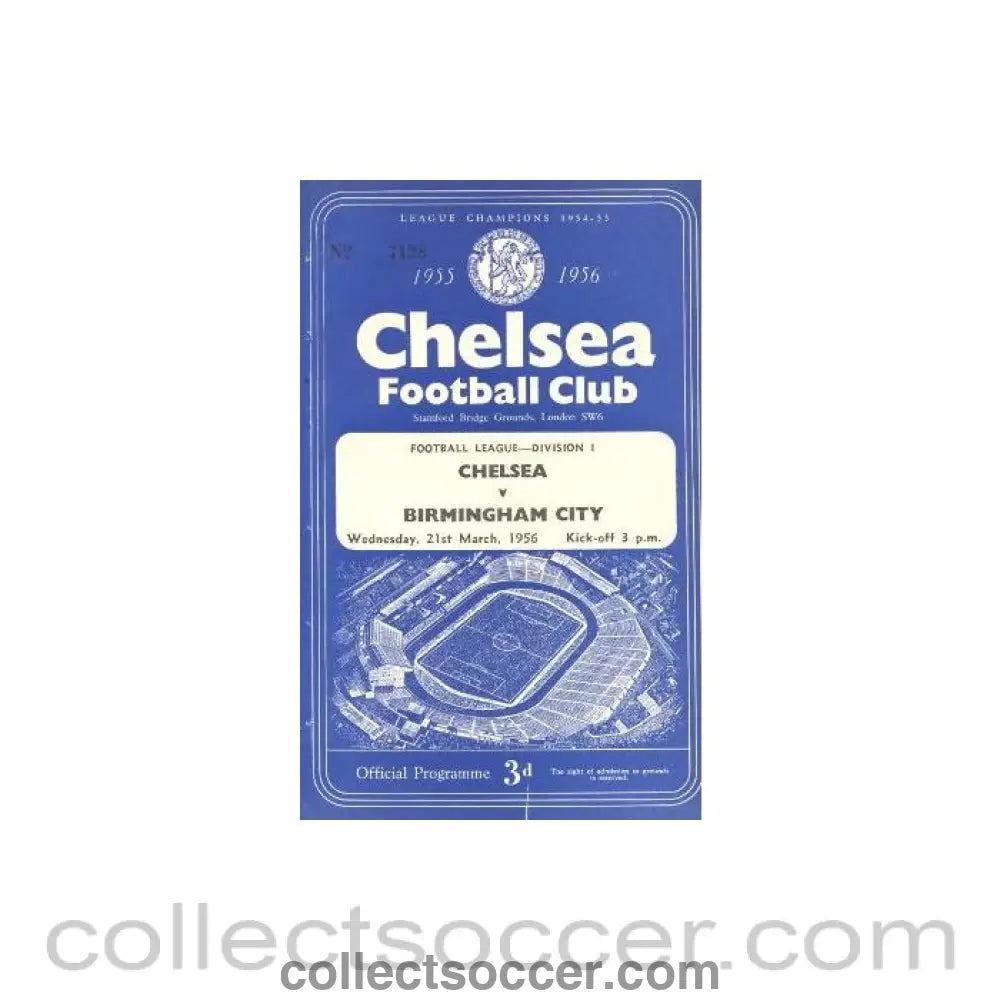 1956 - Chelsea v Birmingham City official programme 21/03/1956