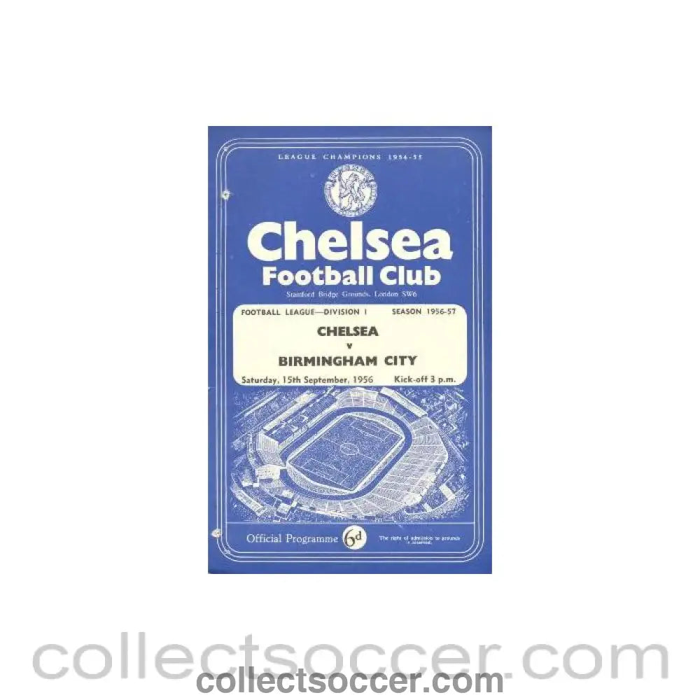 1956 - Chelsea v Birmingham official programme 15/09/1956