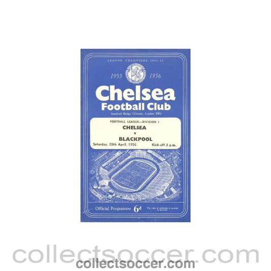 1956 - Chelsea v Blackpool official programme 28/04/1956