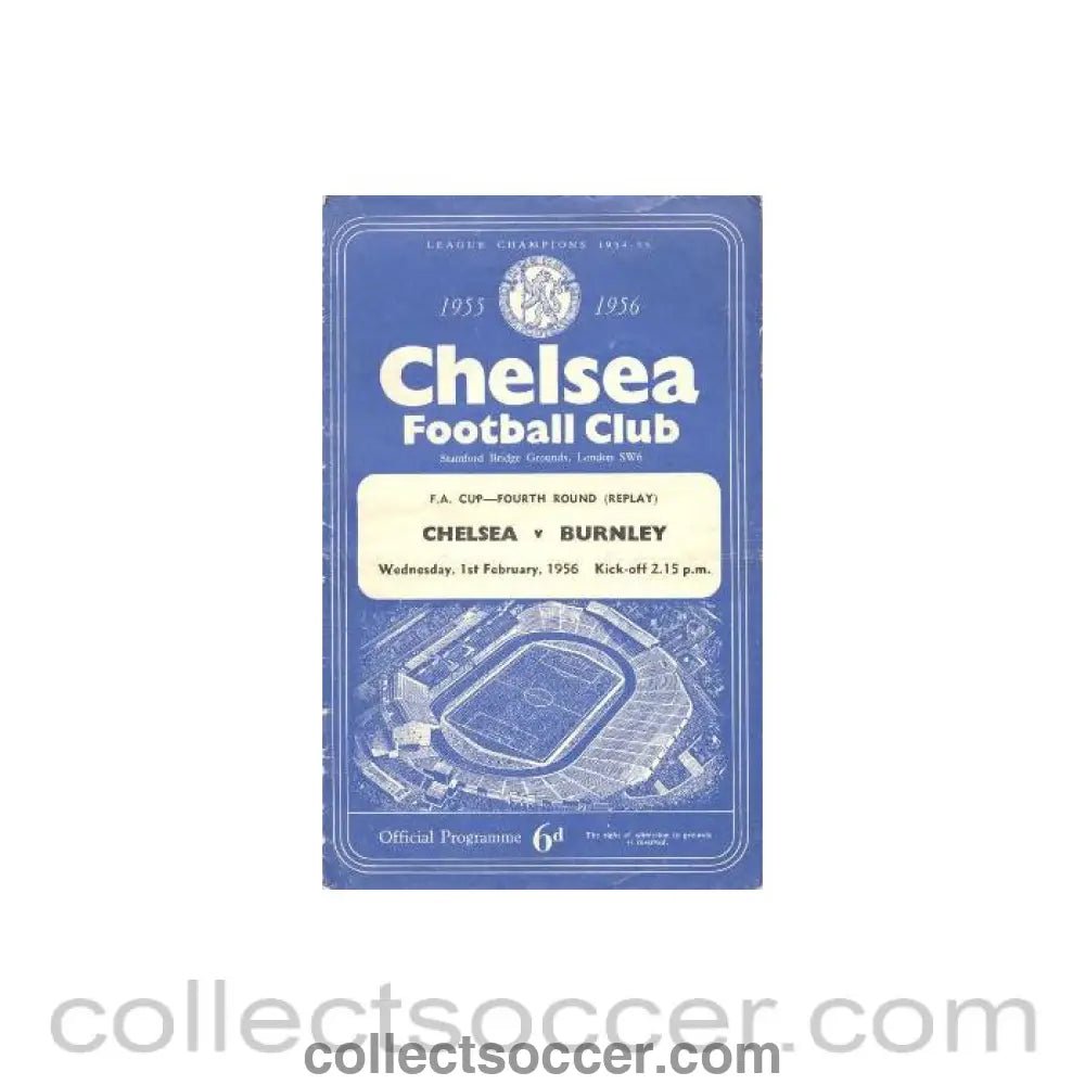 1956 - Chelsea v Burnley official programme 01/02/1956 - Collect Soccer