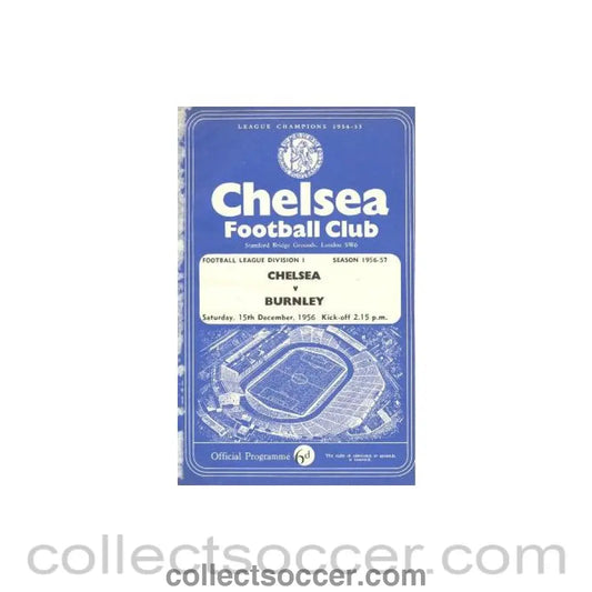 1956 - Chelsea v Burnley official programme 15/12/1956
