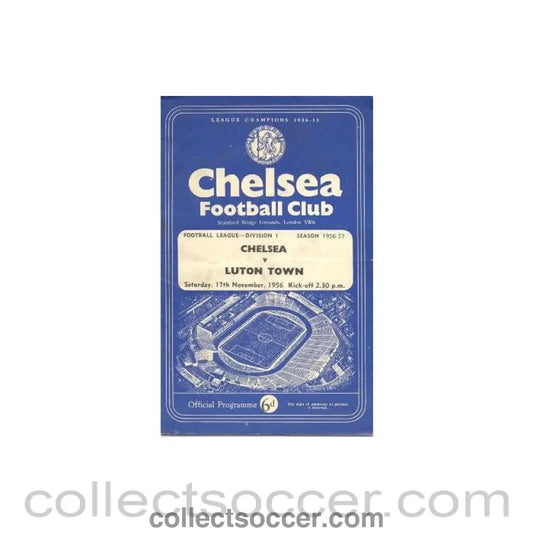 1956 - Chelsea v Luton Town official programme 17/11/1956