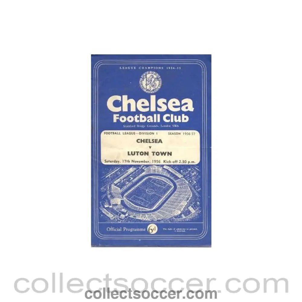1956 - Chelsea v Luton Town official programme 17/11/1956 - Collect Soccer