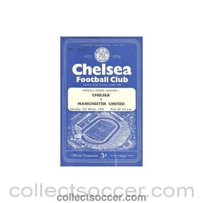 1956 - Chelsea v Manchester United official programme 03/03/1956 League Cup - Collect Soccer