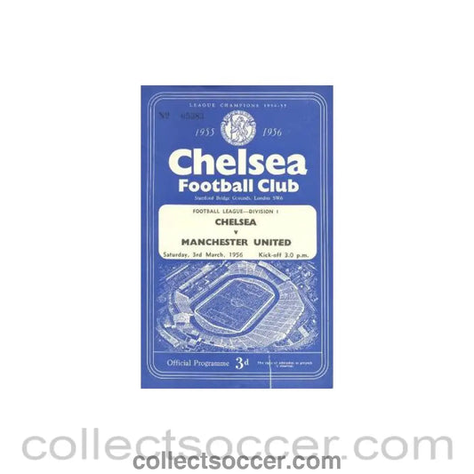 1956 - Chelsea v Manchester United official programme 03/03/1956 League Cup