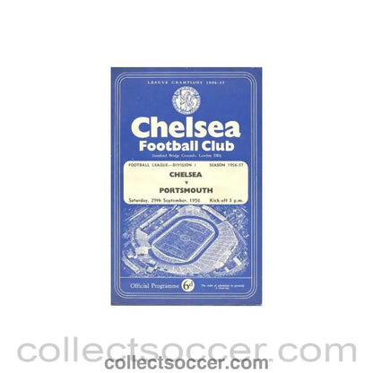1956 - Chelsea v Portsmouth official programme 29/09/1956 - Collect Soccer