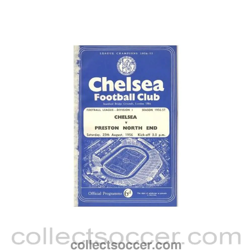 1956 - Chelsea v Preston North End official programme 25/08/1956 - Collect Soccer