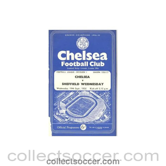 1956 - Chelsea v Sheffield Wednesday official programme 19/09/1956