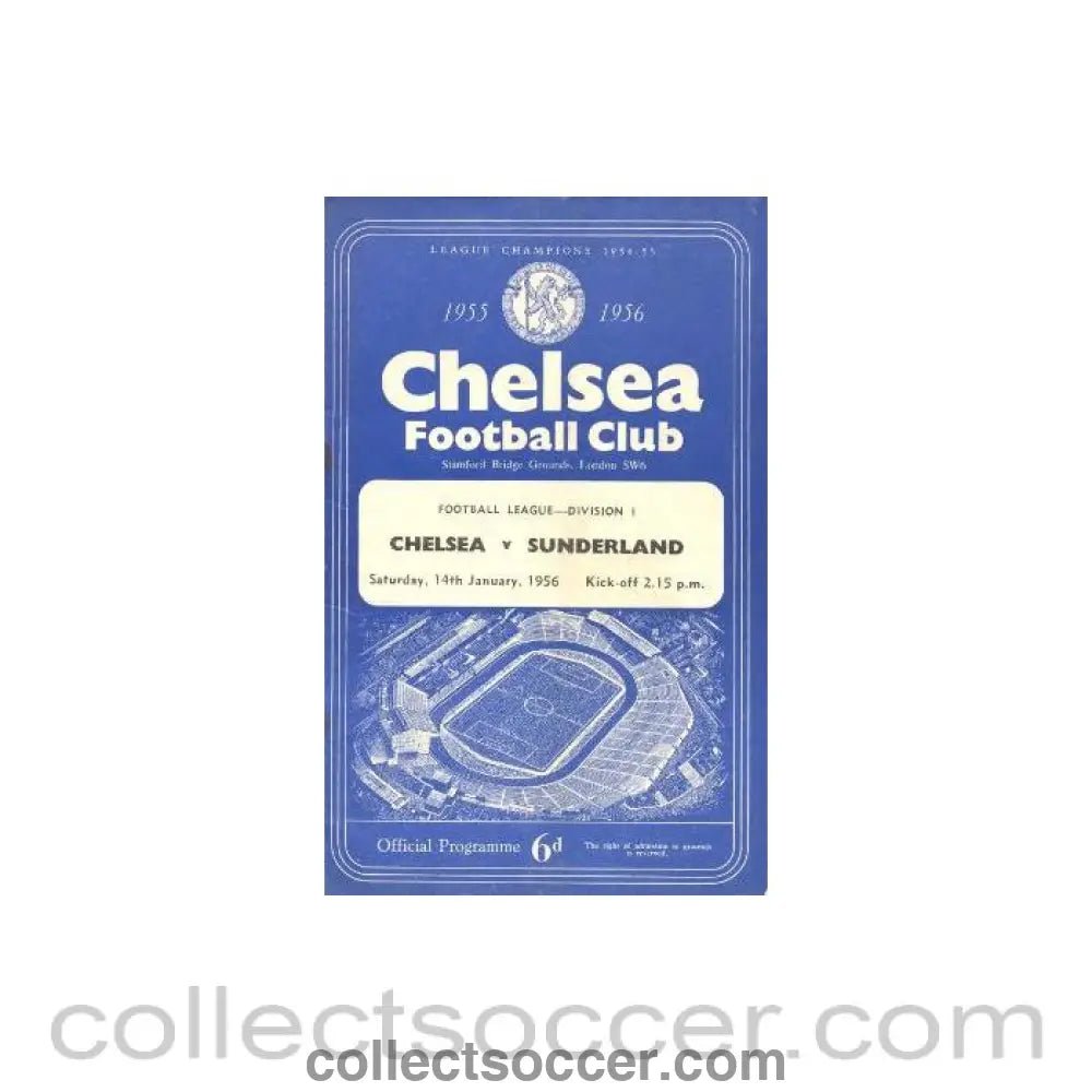 1956 - Chelsea v Sunderland official programme 14/01/1956 - Collect Soccer