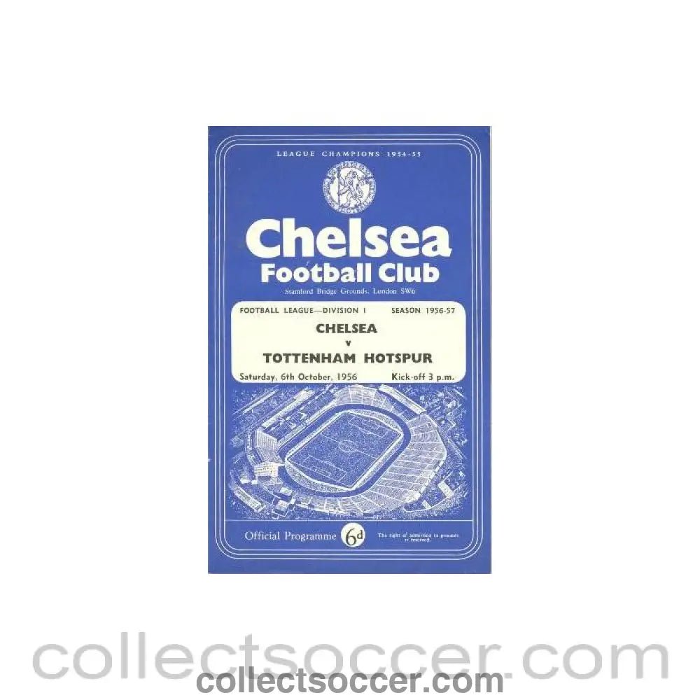 1956 - Chelsea v Tottenham Hotspur official programme 06/10/1956 - Collect Soccer