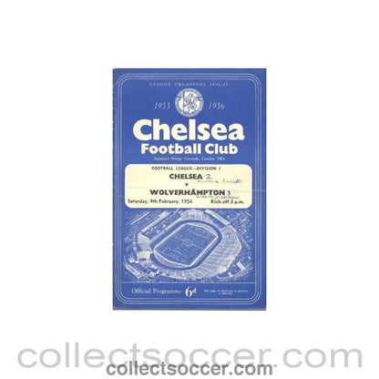 1956 - Chelsea v Wolverhampton official programme 04/02/1956 - Collect Soccer