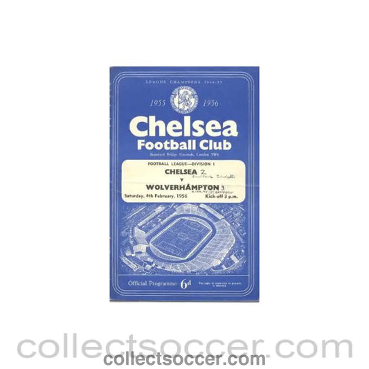 1956 - Chelsea v Wolverhampton official programme 04/02/1956