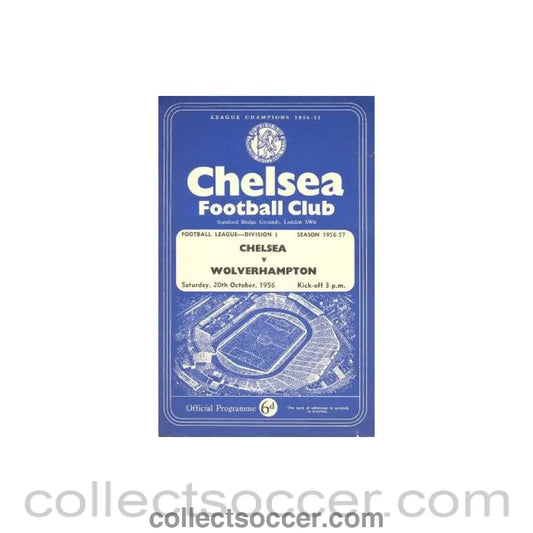 1956 - Chelsea v Wolverhampton Wanderers official programme 20/10/1956