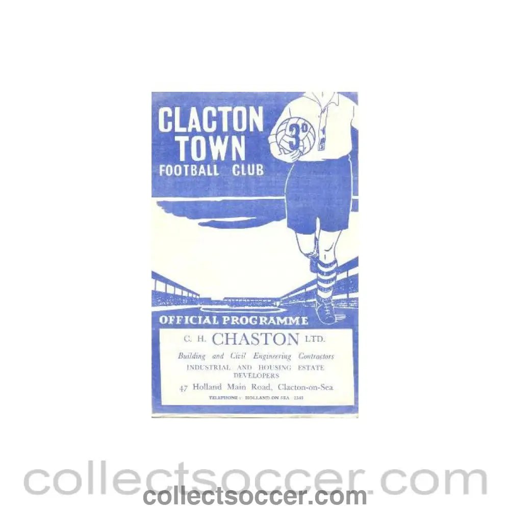 1956 - Clacton v Stowmarket Town official programme 22/08/1956 - Collect Soccer