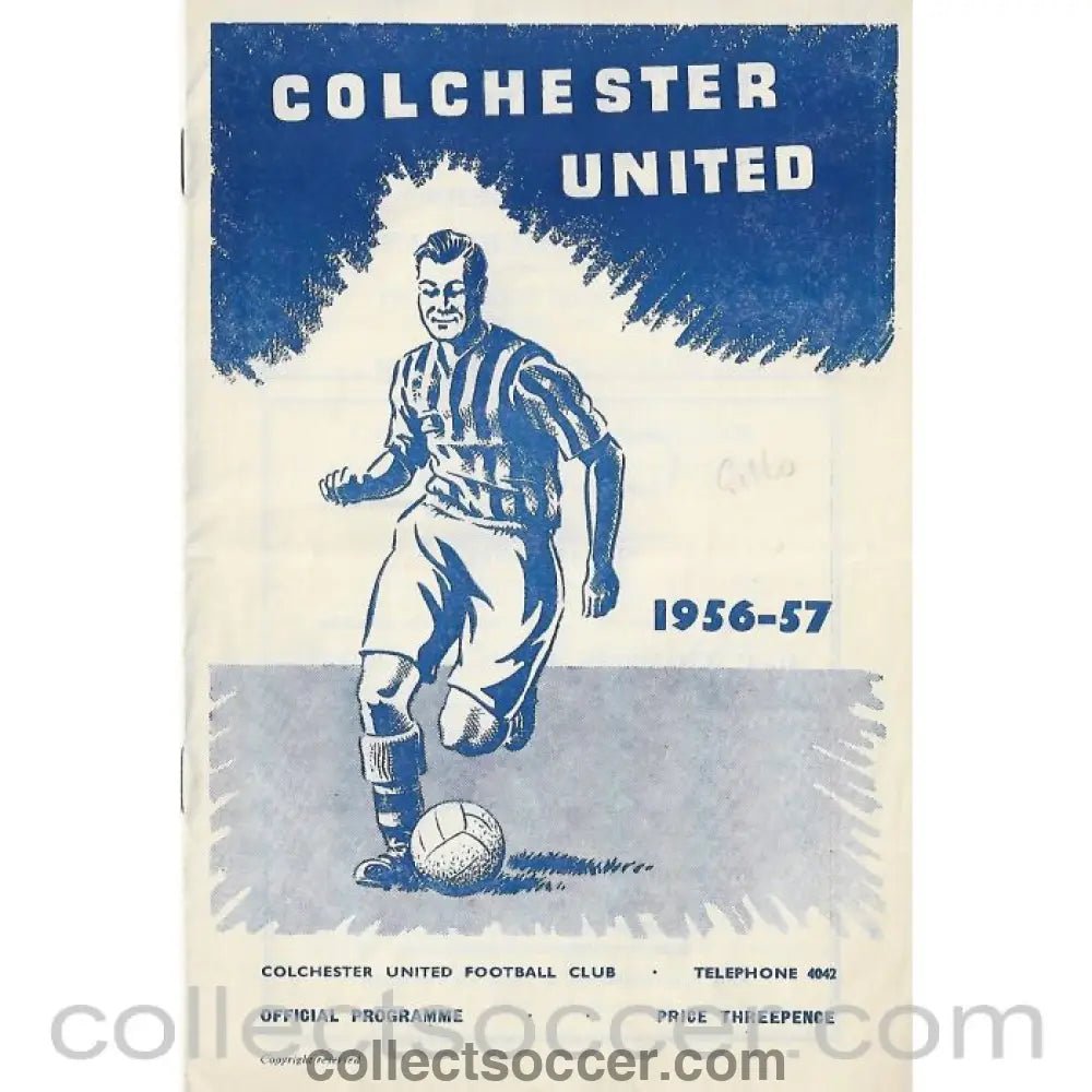 1956 - Colchester United FC V Southend United FC Football Progamme 17/11/1956 - Collect Soccer