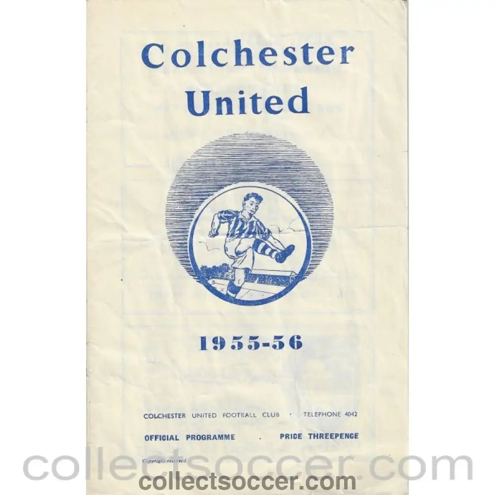 1956 - Colchester United FC V Watford FC Football Progamme 21/1/1956 - Collect Soccer