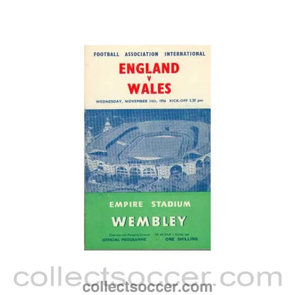 1956 England V Wales Programme 14/11/1956 - Collect Soccer
