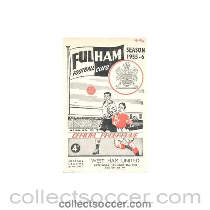 1956 - Fulham v West Ham United official programme 21/01/1956 - Collect Soccer