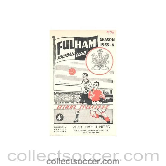 1956 - Fulham v West Ham United official programme 21/01/1956 - Collect Soccer